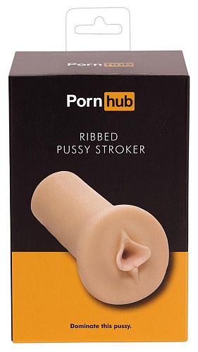 Мастурбатор-вагина телесного цвета с рёбрышками внутри тоннеля Pornhub Ribbed Pussy Stroker  94860