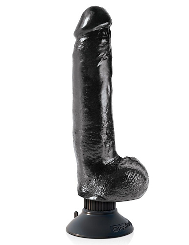 Чёрный виброфаллос со съЁмной присоской Pipedream 9 Vibrating Cock with Balls PD5408-23 (22,9 см)