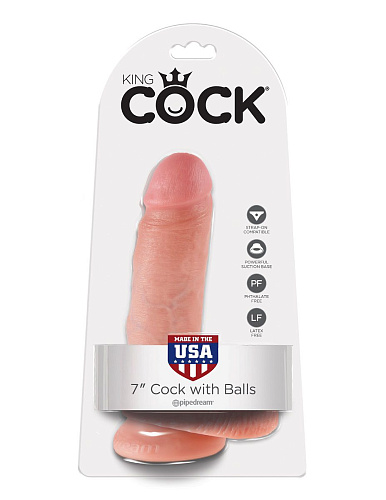 Телесный фаллоимитатор с мошонкой на присоске Pipedream 7 Cock with Balls PD5506-21 (19,4 см)
