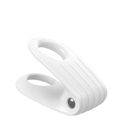 Двойное белое эрекционное кольцо с вибрацией OVO B12 WHITE