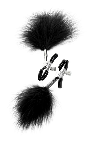 Зажимы для сосков с чёрным пухом ToyFa Theatre 705009