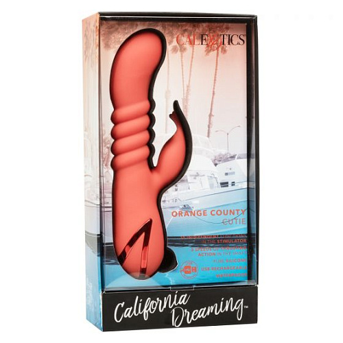 Оранжевый вибратор с функцией поступательного движения California Exotic Novelties Orange County Cutie SE-4350-35-3
