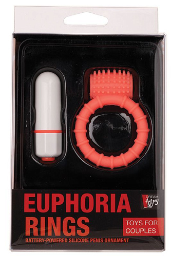 Оранжевое эрекционное виброкольцо с пупырышками Dream Toys NEON EUPHORIA CLITORAL RING ORANGE 20759