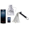 Серебристая многохвостая плетка с чёрной ручкой Fifty Shades of Grey Satin Flogger FS-40181 (37,5 см)