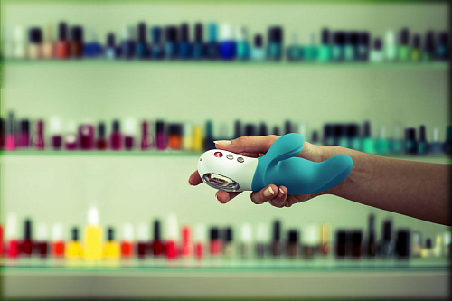 Нежно-голубой вибратор с двумя моторами Fun Factory MiSS Bi 1201073 (17 см)