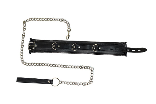 Чёрный ошейник с поводком Lola toys Fetish 1084-01lola