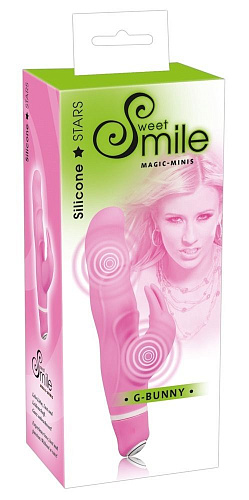 Розовый вибратор с клиторальным зайчиком Orion Smile Bunny 0575933 (15 см)