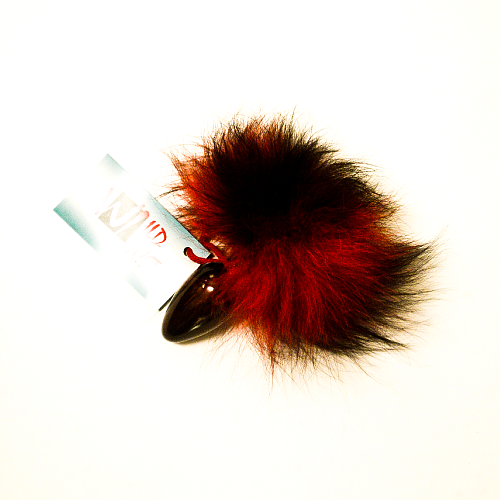 Анальная пробка с красно-чёрным заячьим хвостом Wild Lust HT32black/red (8 см)