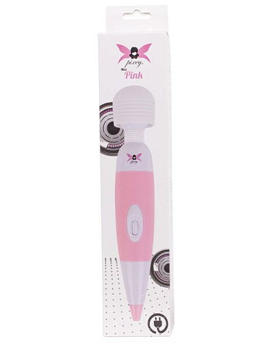 Бело-розовый, работающий от сети вибромассажёр Pixey Pixey Wand Mini Pink Edition 122-F1200 (25 см)