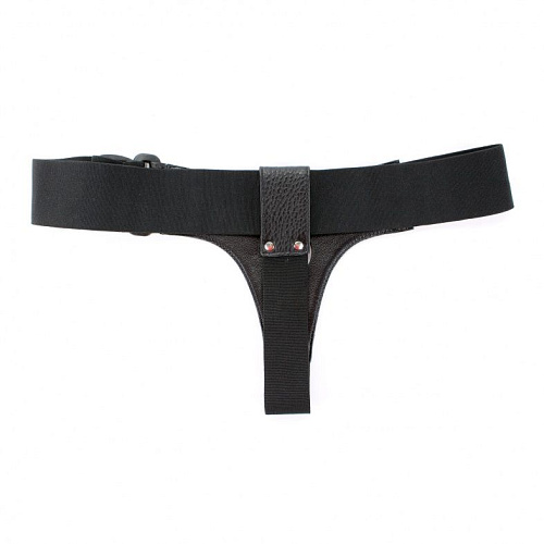 Чёрные трусики для страпона из натуральной кожи БДСМ арсенал 52001ars