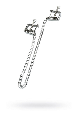 Серебристые зажимы для сосков с цепочкой ToyFa Theatre 705004