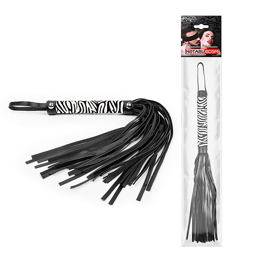 Чёрная многохвостовая плеть с круглой ручкой-зеброй Bior toys NTB-80520 (39 см)