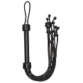 Чёрная многохвостая плетёная плеть Shots Media BV Short Leather Braided Flogger PAI021BLK (69 см)