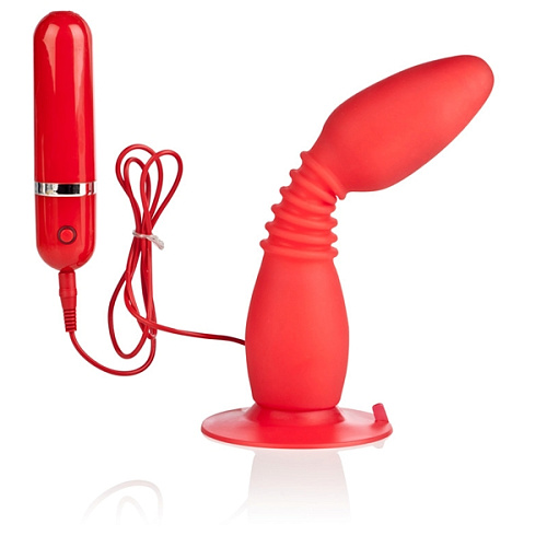 Красная анальная пробка с хребтом и присоской California Exotic Novelties COLT Easy Flex Glider SE-6907-11-2 (18,5 см)