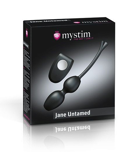 Чёрные вагинальные виброшарики с миостимуляцией и пультом ДУ MyStim Jane Untamed 46287