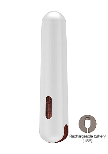 Гладкий белый вибромассажёр Shots Media BV Miki BOOM004WHT (16,2 см)