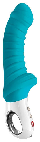 Бирюзовый вибратор с рёбрышками Fun Factory Tiger 1131074 (22,3 см)