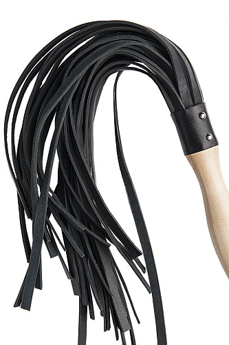 Двусторонний флоггер с чёрными хвостами разной жёсткости ToyFa 700036 (100 см)