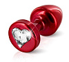 Красная анальная пробка с кристаллом-сердцем DIOGOL Anni R Heart Red T1 8120010098 (6 см)