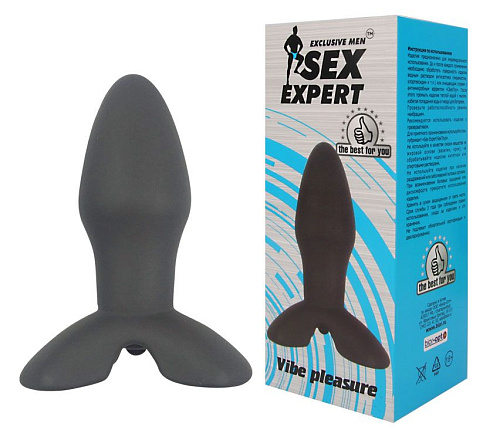 Чёрный анальный вибростимулятор с ограничителем Bior toys Sex Expert SEM-55065 (9 см)