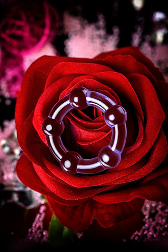 Фиолетовое эрекционное кольцо на пенис с бусинами Штучки-дрючки 690905