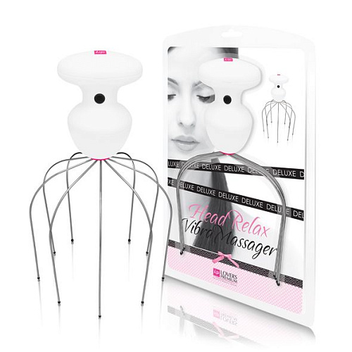 Вибромассажёр головы бело-серебристого цвета LoversPremium Head Relax Vibra Massager Deluxe E22059