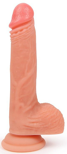 Телесный фаллоимитатор-реалистик с мошонкой на присоске Bior toys ER-30068