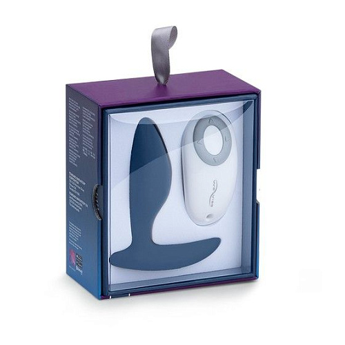 Синяя анальная пробка для ношения с вибрацией и пультом ДУ We-vibe Ditto NightBlue (8,8 см)