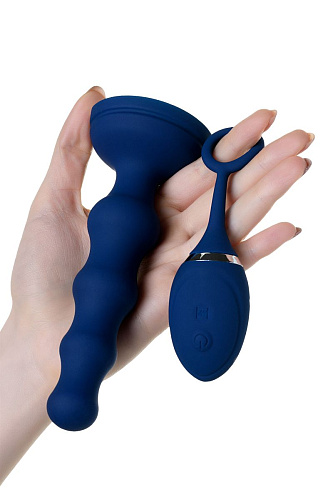 Синяя анальная вибровтулка с пультом ДУ ToyFa OPlay Wave 221003 (15,5 см)