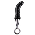 Чёрный изогнутый ребристый анальный плаг с серебристой рукояткой Dream Toys ANAL PLUG WITH PLATED HANDLE 21612