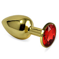 Золотистая анальная пробка с красным кристаллом Lovetoy RO-GS04 (7,6 см)