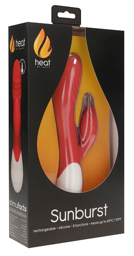 Красный вибратор-кролик с функцией нагрева Shots Media BV Sunburst HEA005RED (20 см)