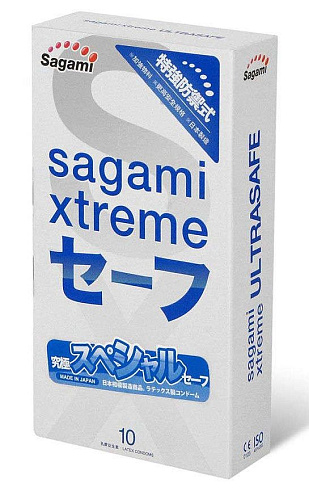 Прозрачные презервативы с двойным количеством смазки Sagami Xtreme Ultrasafe №10 (10 шт)