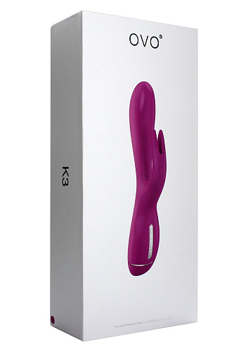 Лиловый вибратор с клиторальными ушками OVO K3 VIOLET (20 см)