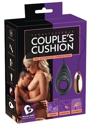 Вибростимулятор чёрный с золотым для пар с пультом Orion Couples Cushion  05937370000