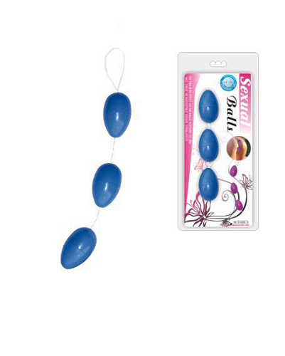 Нежно-голубые анальные шарики на связке Baile BI-014036-3-0502