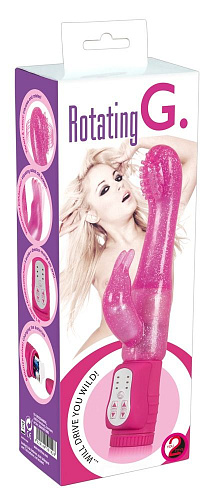 Розовый G-стимулятор с клиторальный отростком Orion Rotating G-spot Rabbit 0584584 (25 см)