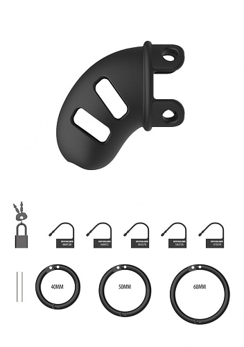 Чёрный мужской пояс верности Shots Media BV Cock Cage Model 14 Chastity 2.5 MCG014BLK