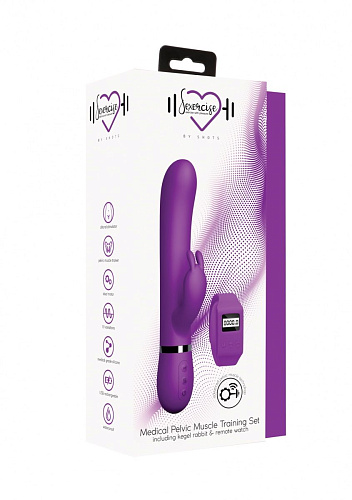 Фиолетовый вибромассажёр-кролик с браслетом Shots Media BV Kegel Rabbit SEX003PUR (22,5 см)