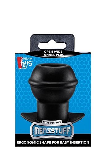 Чёрная анальная пробка с тоннелем Dream Toys OPEN WIDE TUNNEL PLUG 21604 (7 см)