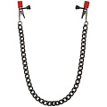Красные зажимы для сосков с чёрной цепочкой Doc Johnson Kink Nipple Clips with Heavy Chain and Silicone Tips 2404-05-BX