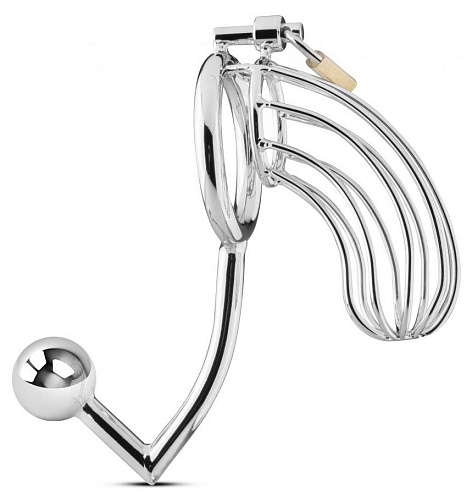 Мужской пояс верности с анальной пробкой EDC Wholesale Sinner Metal Penis Cage With Anal Hook №1 SIN154