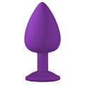 Большая фиолетовая анальная пробка с прозрачным кристаллом Lola toys Emotions Cutie Large 4013-06Lola (10 см)