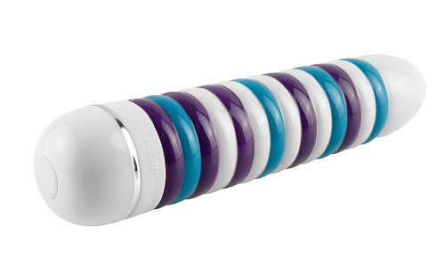 Керамический ребристый фиолетово-белый вибромассажёр Pipedream CERAMIX №8 PD4908-00 (17,5 см)