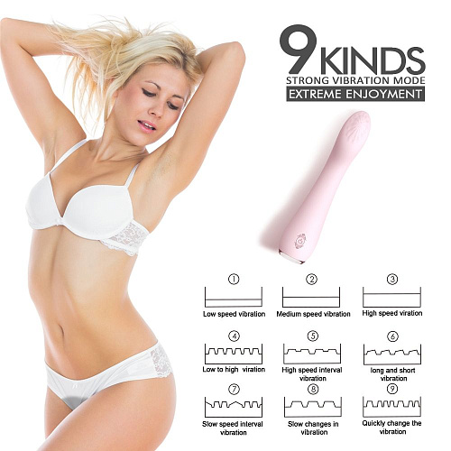 Нежно-розовый вибратор с рельефной головкой S-HANDE LISA SHD-S086 (19,3 см)