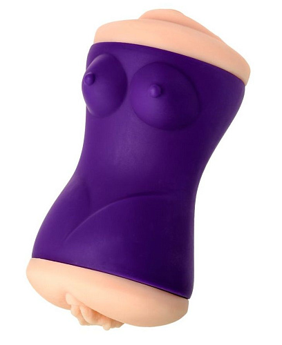Двухсторонний мастурбатор телесного цвета в фиолетовой колбе JOS YARA  784004