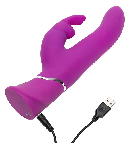 Лиловый вибратор Happy Rabbit Curve Thrusting Rechargeable Rabbit Vibrator 79369 (24,1 см)