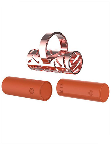 Оранжевая вибропулька на палец в металлическом корпусе ML Creation Gold Finger ML42