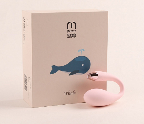 Силиконовый С-образный хай-тек вибромассажёр-кит нежно-розового цвета ImToy Whale