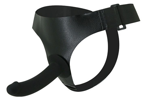Страпон чёрного цвета на эластичных ремнях Baile Ultra Harness Les Dildo BW-022052-0801 (15 см)